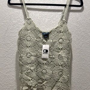 Buckle Crochet Floral Lace Camisole Tank Top - Cream
